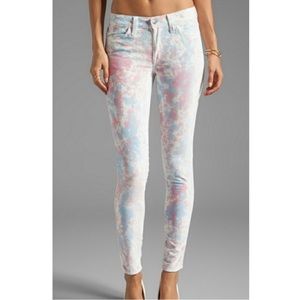 Wildfox Marianne Tie Dye Velvet Mid-Rise Skinny Jeans